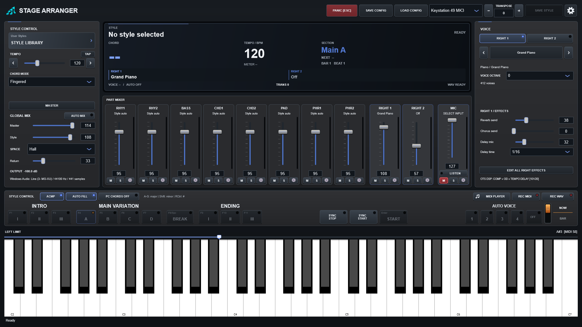 Área de performance do Stage Arranger 1.0.0